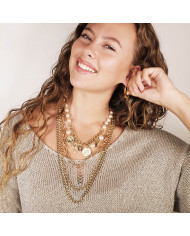 Collar dorado de acero y Perlas Gerrol