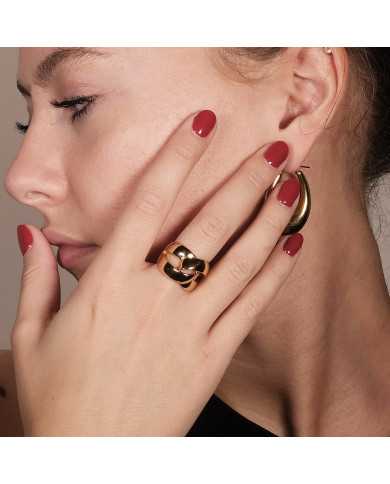 Anillo acero dorado Lutu Anillo acero dorado Lutu