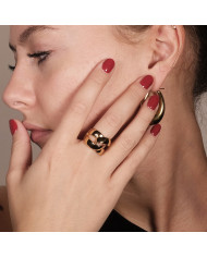 Anillo acero dorado Lutu