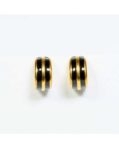 Pendientes acero esmaltado medio Negro aro Pite Pendientes acero esmaltado medio Negro aro Pite