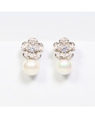 Pendientes acero plateado perlas Camelia
