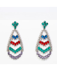 Pendientes acero plateado circonitas colores Jerol