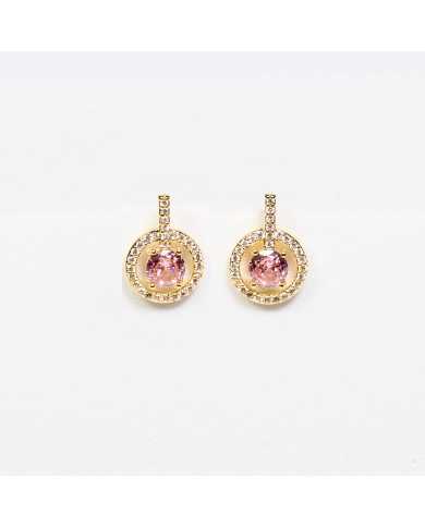 Pendientes acero dorado botón circonitas Lopp Pendientes acero dorado botón circonitas Lopp