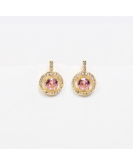 Pendientes acero dorado botón circonitas Lopp