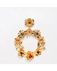 Pendientes acero dorado piedras Reop