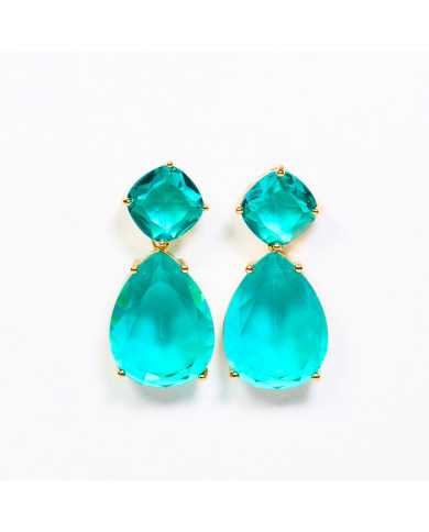 Pendientes acero dorado piedras Her