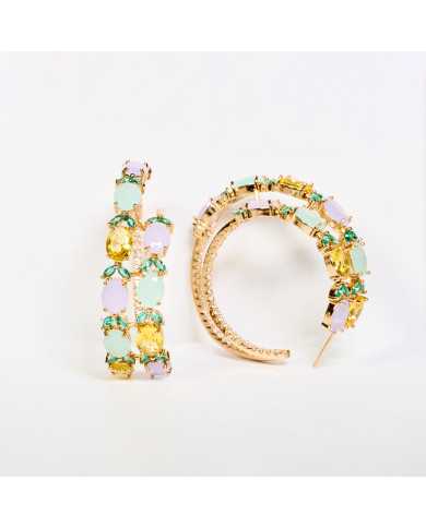 Pendientes acero aros dorados perlas Roy