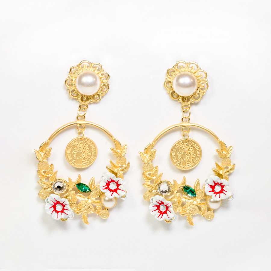Pendientes dorados acero Flores Floe