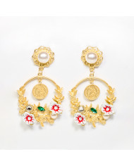 Pendientes dorados acero Flores Floe